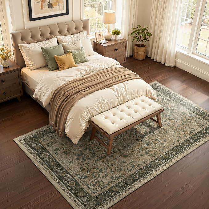 Moody 6x9 Area Rugs for Living Room, Low Pile Thin Washable Non Slip Rugs for - Image 3