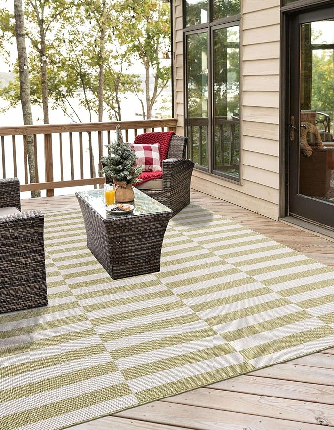 Unique Loom Outdoor Striped Collection Area Rug - Image 7