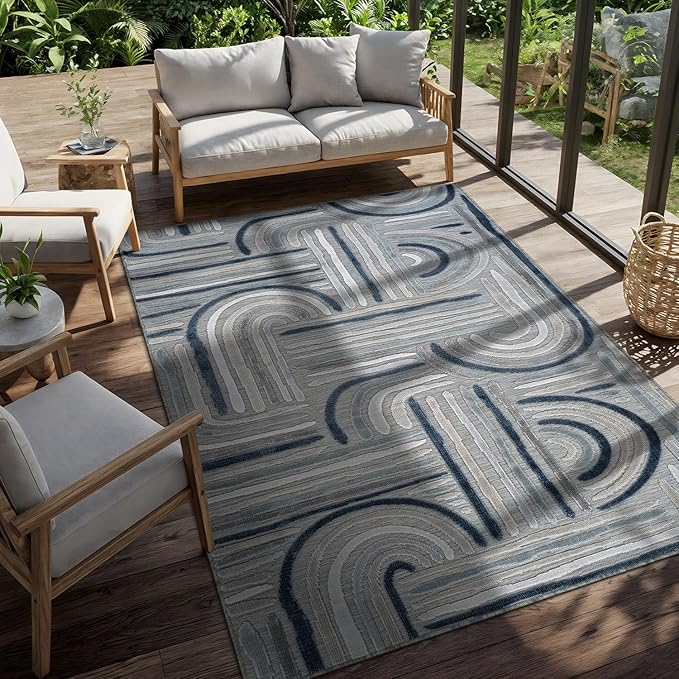 CAMILSON Indoor Outdoor Rug, Easy-Cleaning Non-Shedding Living Room, Garden and - Image 6