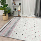 Alfa Rich 5x8 Mauve Gray Off White Washable Area Rugs - Image 4
