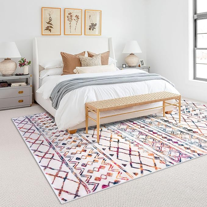 KUTA 5x7 Living Room Rug, Moroccan Large Multi-Color Area Rugs Washable Boho - Image 2