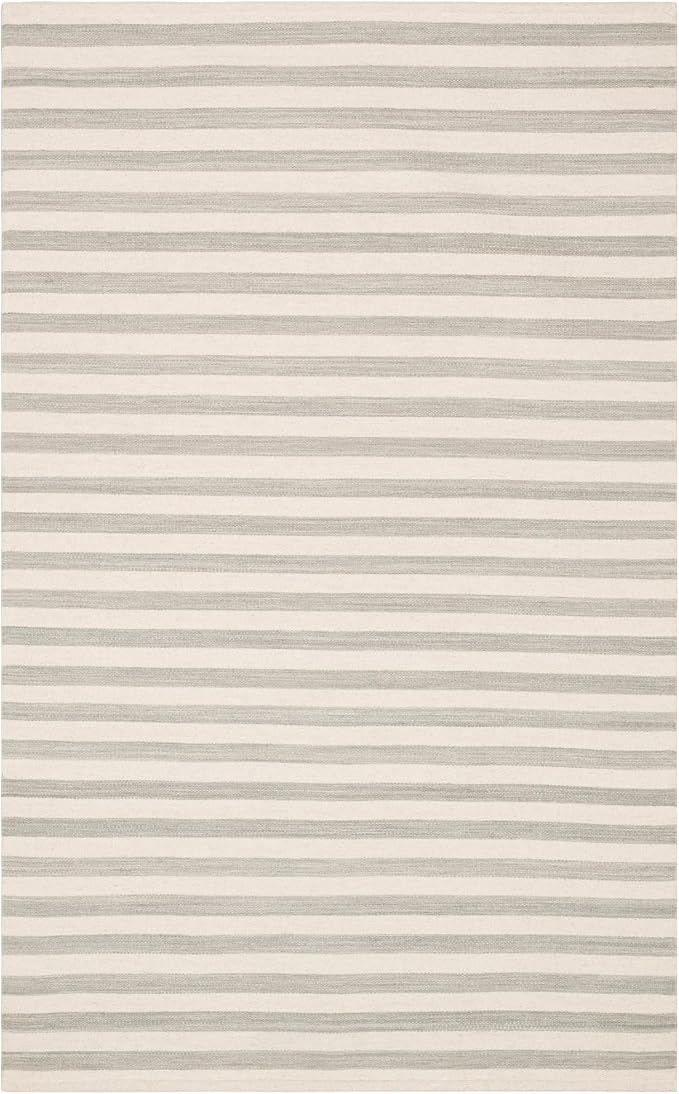 Home Conservatory Ladder Stripe Grey/Ivory Handwoven Wool 4 X 6 Feet by Home+Conservatory