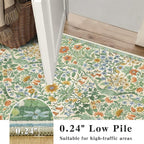 3x5 Grass Green Boho Floral Vintage Area Rug, Soft Lightweight Low Pile - Image 7