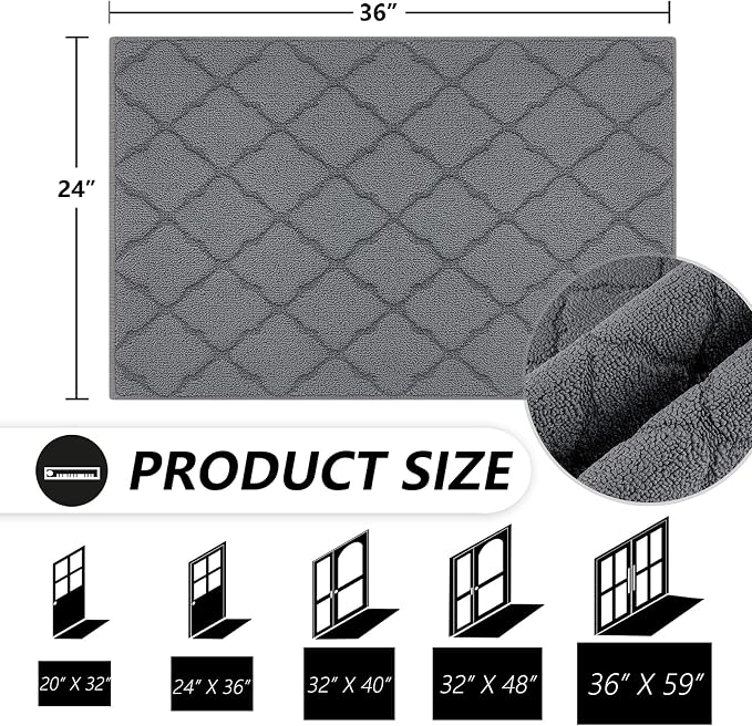 Timo Indoor Door Mat, Front Door Rug 24"x36" Rubber Backing Non Slip Absorbent - Image 2