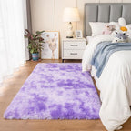 duduta Purple Plush Rugs for Bedroom 3x5 ft, Tie Dye Fluffy Shag Rug for Dorm - Image 7