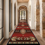 Red Arrow Runner Rug, 3x10ft Retro Geometric Hallway Runner Rug - Image 4
