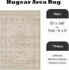 HUGEAR Retro Beige Area Rug 6x9 Machine Washable Living Room Rugs Distressed - Image 2