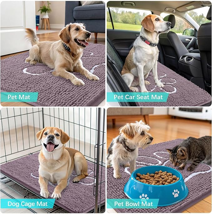 OLANLY Dog Door Mat for Muddy Paws 48x30, Paw Print Design, Absorbs Moisture - Image 7