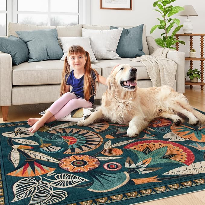 Boho Egypt Green Area Rugs for Living Room Bedroom, 5x7 Washable Large Dining - Image 8