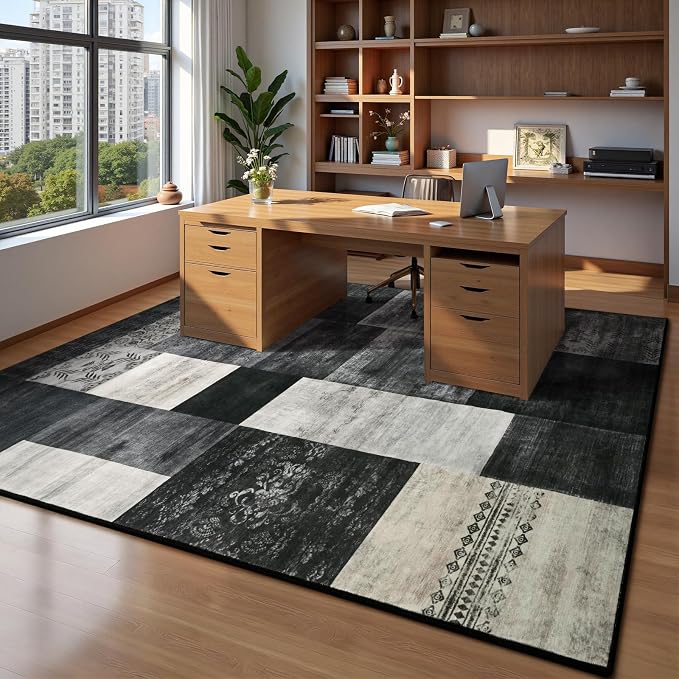 DweIke Washable Area Rugs for Living Room, 5x7 Soft Bedroom Rugs, Geometric - Image 3