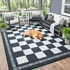 Vasofe Checkered Jute 6x9 Area Rugs, Washable Outdoor Patio Rug - Image 3