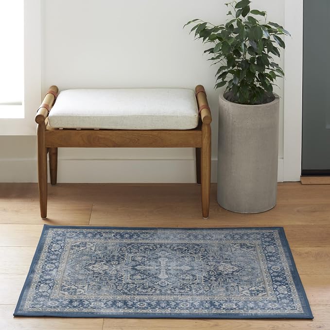 RUGGABLE Washable Area Rug – Kamran Admiral Blue 2x3, Stain-Resistant, Non-Slip - Image 2