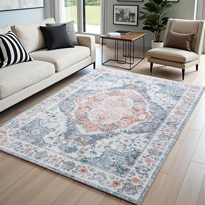 8x10 Area Rugs for Living Room, Machine Washable Non-Slip Low Pile Faux Wool - Image 2