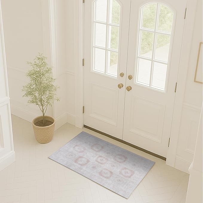 Turkish Rug. Washable Vintage Oriental Antique Inspired Traditional Doormat by FameRugs