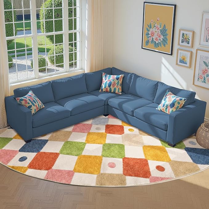 jinchan Macy Kids Rug for Classroom 8ft Radius Corner Washable Area Rug Modern - Image 9