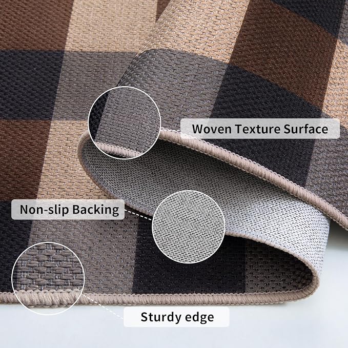 Tangsoo Checkered Easy Jute Rug, 2x3 Washable Ultra Thin Rug - Image 4