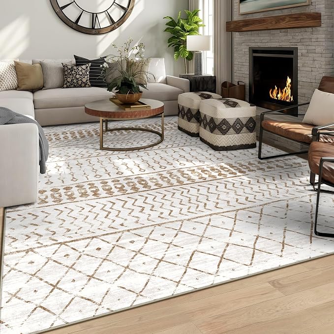 6x9 Machine Washable Area Rug for Living Room, Kids and Pets Friendly for by GERUIMO