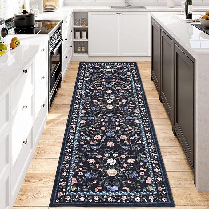 Washable Runner Rug 2.5 x 8 Non-Slip Non-Shedding Soft Vintage Bedside Low Pile - Image 2