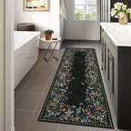 Lahome Boho Floral 2x6 Black Bathroom Runner Rugs Non Skid Washable, Rug Runners - Image 7