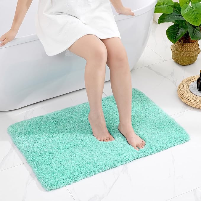 Bathroom Rug 20x32 Non Slip Fluffy Spa Blue Bath Mat - Image 7
