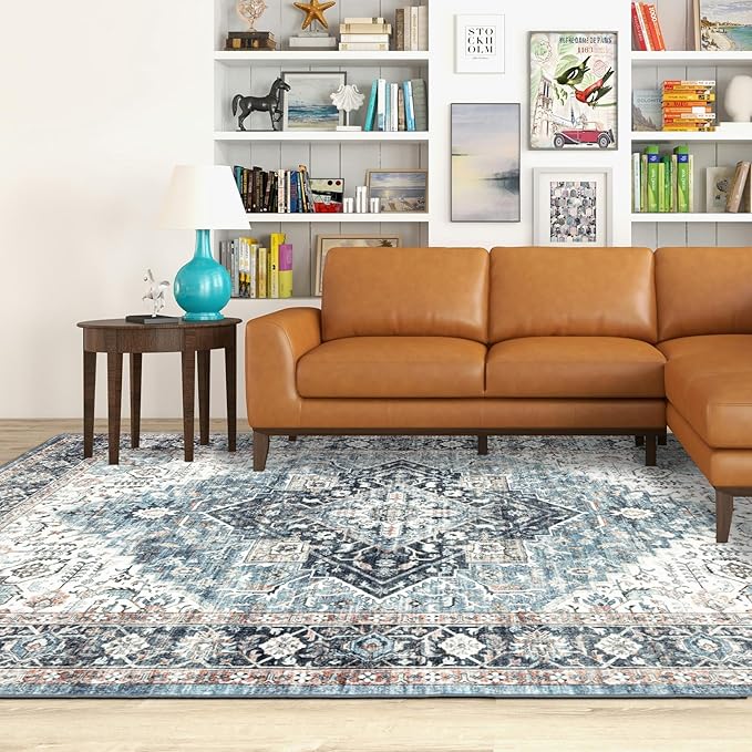 Area Rug 6×9, Large Vintage Boho Rug, Ultra-Soft Low Pile, Non Slip, Stain - Image 7