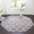 Rugs.com Lattice Frieze Collection Rug – 7' 10 Octagon Light Gray Medium Rug by Rugscom