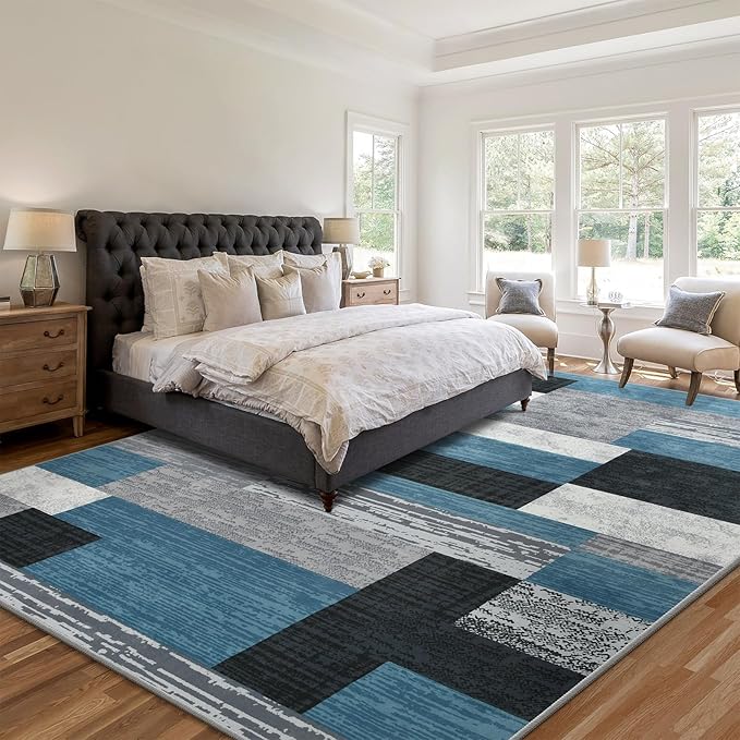 Large Area Rugs, Modern Geometric Patchwork Floor Decor - Image 4