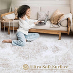 Area Rug 9x12 Living Room Rug, Machine Washable Vintage Distressed Medallion - Image 4