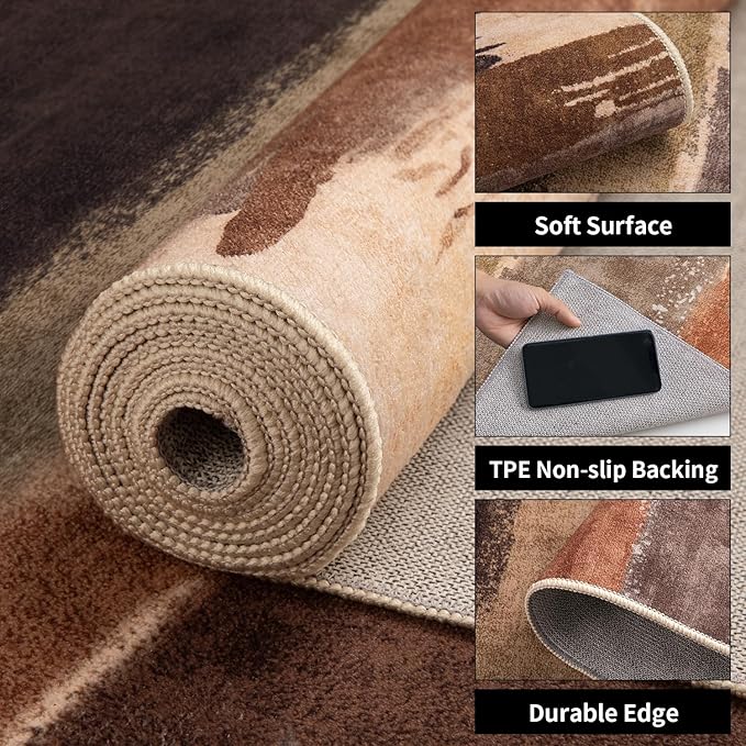 Ciicool Abstract Area Rug Indoor, 4x6 Washable Entryway Rug, Modern Soft Throw - Image 3