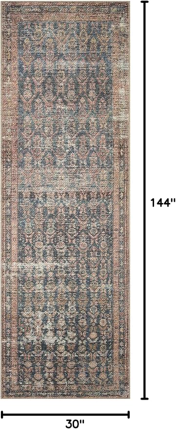 Loloi Amber Lewis Billie Collection BIL-02 Ocean/Brick 2'-6" x 12'-0", 0.19" - Image 2