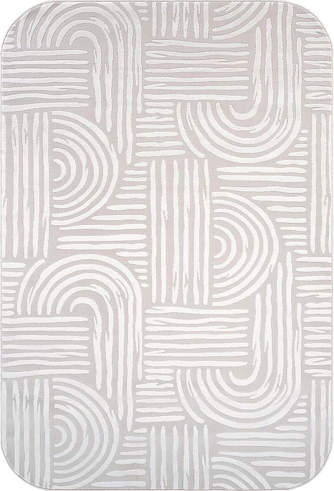 Beverly Rug Modern Geometric Area Rug 9x12 Low-High Pile Durable Soft Abstract - Image 2
