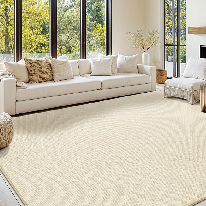 Shilucheng Wool Rug 9x12 Non-Slip, Blend 80% Wool and 20% Cotton Rugs by Shilucheng