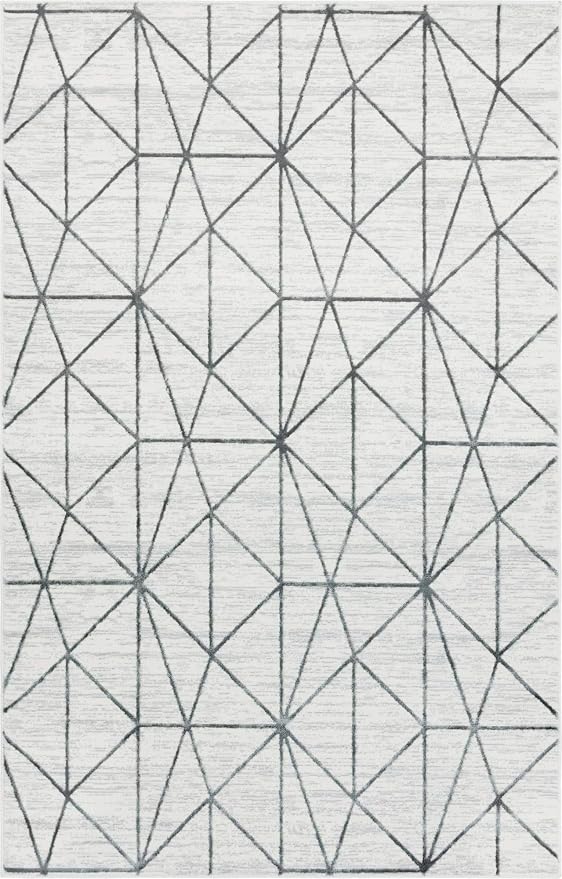Rugs.com Lattice Trellis Collection Rug – 5' x 8' White Low-Pile Rug Perfect by Rugscom