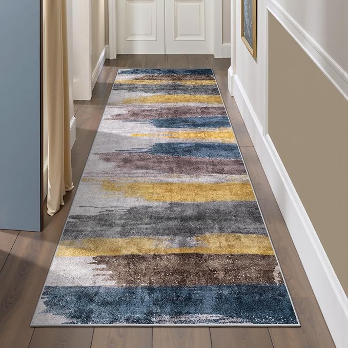 Ciicool 2'6 "x8' Washable Runner Rug, Modern Abstract Hallway Rugs Runner - Image 2