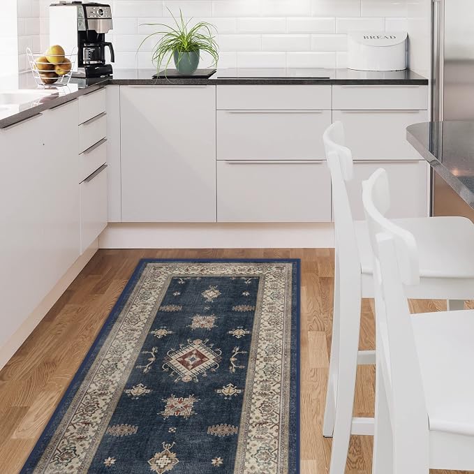 RUGGABLE Washable Vintage Area Rug – Verena Sapphire 9x12, Stain-Resistant - Image 9