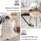 Wonnitar Floral Large Rugs for Living Room, Soft Light Pink Rug Washable 9x12 - Image 5