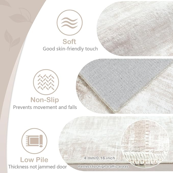 Area Rugs 8x10 Living Room: Washable Rug Modern Abstract Large Rugs Soft Non - Image 6
