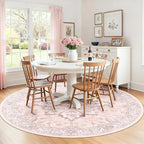 Area Rugs 7ft Washable Non-Slip, Floral Vintage Distress Print Pattern by RELEANY