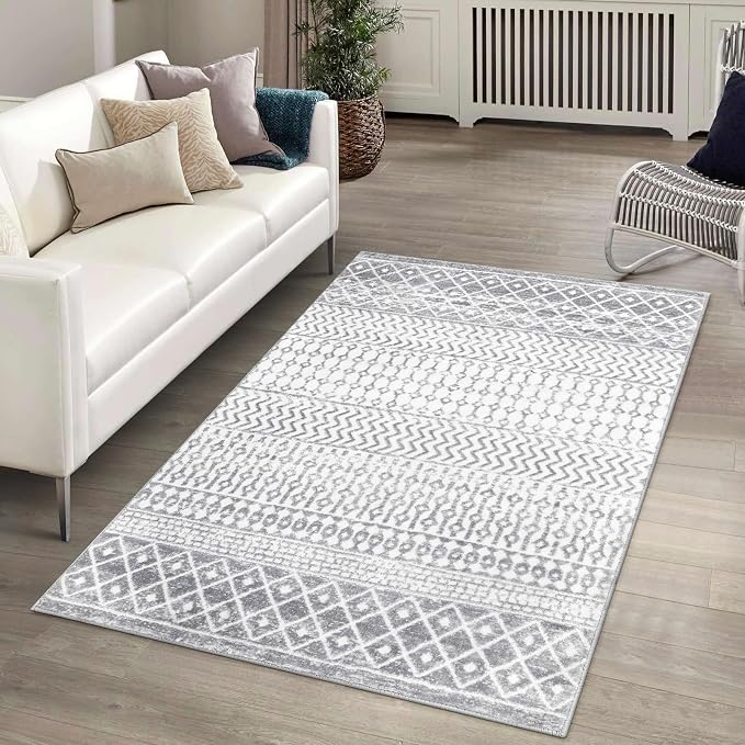 Boho Rug for Bedroom, 3x5 Moroccan Vintage Non-Slip Backing Faux Wool Area Rug by Nailttos