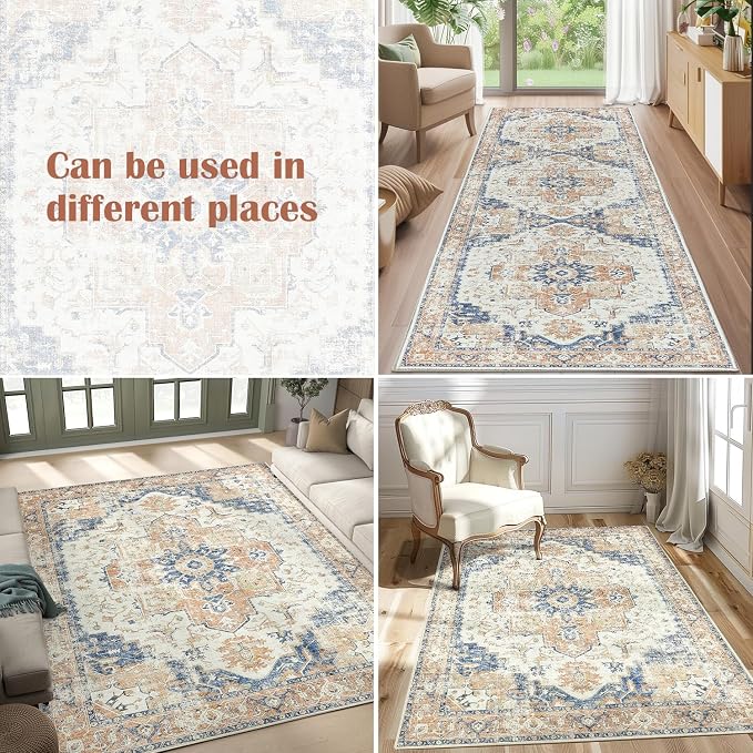 jinchan Kelda Runner Rug 3x8 Vintage Hallway Rug Washable Runner Retro Floor - Image 4