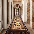 Gold Five-Point Star Runner Rug, 4x12ft Washable Hallway Badge Carpet, Corridor - Image 4