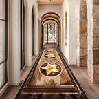 Gold Five-Point Star Runner Rug, 2x10ft Washable Hallway Badge Carpet, Corridor - Image 4