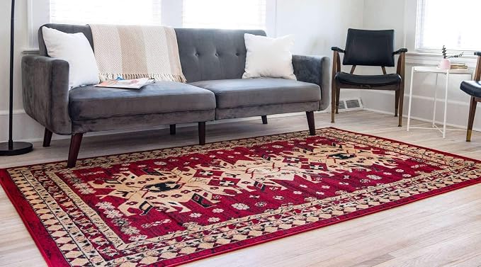 Unique Loom Taftan Collection Border Geometric Tribal Inspired Design Area Rug - Image 3