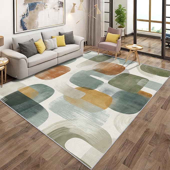 Mid Century Modern Rugs for Home Decor, 7x9 ft, Abstract Geometry Area Rugs for - Image 2