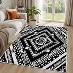 Area Rugs for Living Room 7x9, Moroccan Washable Low Pile Rug, Boho Neutral - Image 2