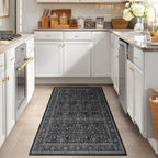 Vintage Charcoal 3x5 Entryway Rug Indoor Foyer, Neutral Earth Tone Dark Throw - Image 3
