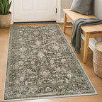 KILOCOCO Area Rug 3x5 Entryway Rug Washable Printed Vintage Floral Rubber by Kilococo
