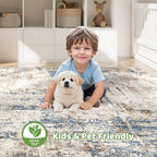 6x8Ft Area Rug Washable Rugs: Living Room Large Abstract Modern Soft Stain - Image 7
