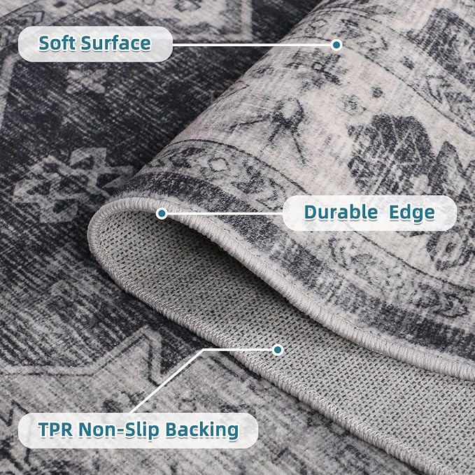 Dripex Vintage Washable Rug 3x5 Area Rug - Image 3
