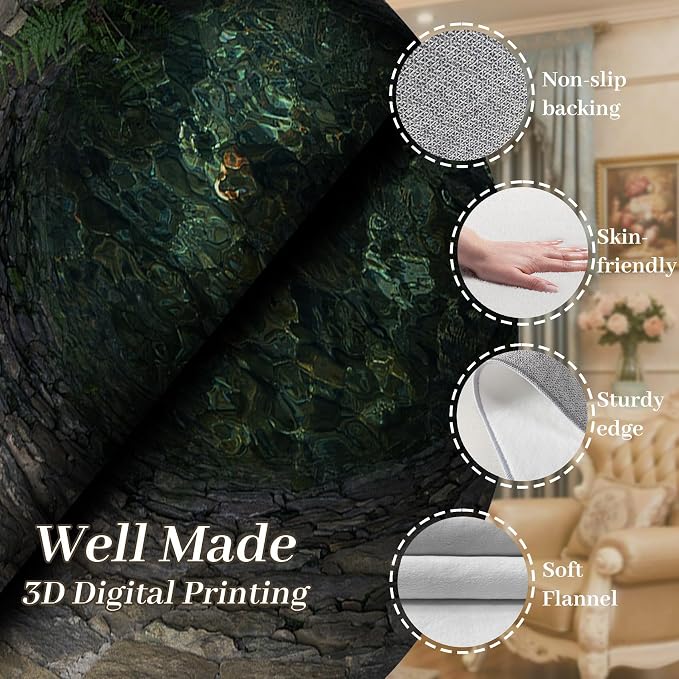 3D Hole Area Rug for Bedroom, Visual Illusion Stone Cave Trap Design Home - Image 4
